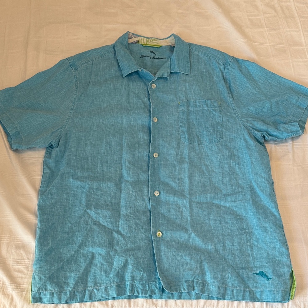Tommy Bahama Sky Blue Linen Button-Down Shirt